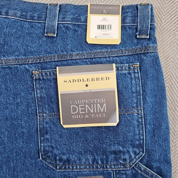 Saddlebred Big & Tall Carpenter Jeans Men's 52x32 Medium Wash Style 8958 NWT - Picture 5 of 16